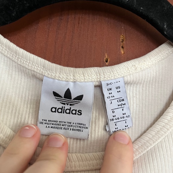 Adidas Cream Ribbed Crop Tank Top - Picture 4 of 5